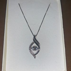 Sterling Silver Necklace with diamond chips and center accent
